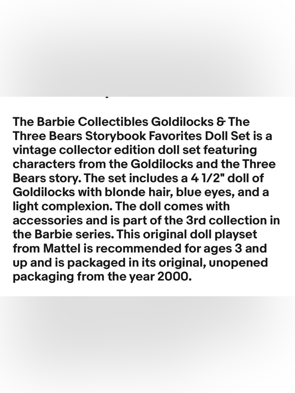 Barbie Goldilocks and the Three Bears Box Art - Blue/Pink/Gold - Picture 7 of 13